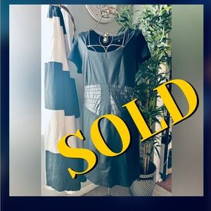 Leather detail Dress